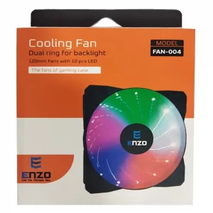فن کیس انزو مدل FAN‑004 (سایز 12×12 سانتی‌متر) با نورپردازی