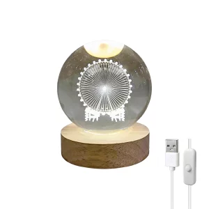 چراغ خواب گوی کریستالی سه بعدی طرح چرخ و فلک