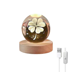 چراغ خواب گوی کریستالی سه بعدی طرح گل قاصدک