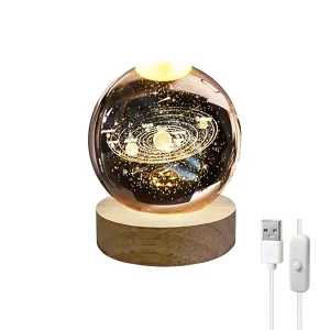 چراغ خواب گوی کریستالی سه بعدی طرح کهکشان