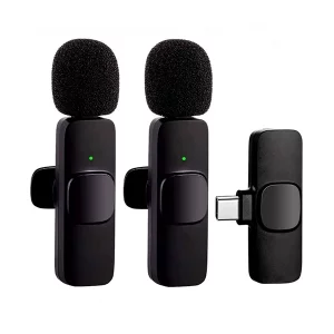 میکروفن بی سیم یقه ای دوتایی K9 برای موبایل (Type-C و آیفون)