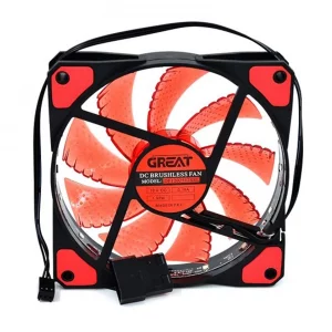 فن کیس 12 سانتی‌متری گریت (GREAT) با نور LED قرمز