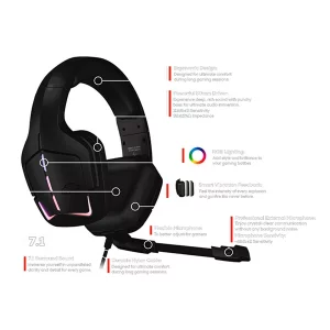 هدست گیمینگ سیمی تسکو مدل GH 6164 با صدای 7.1 کاناله و ویبره 9