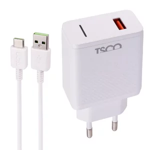 شارژر دیواری فست شارژ 18 وات تسکو مدل TTC 64 به همراه کابل Type-C