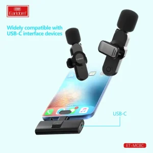 میکروفون یقه‌ ای بی سیم دوتایی ارلدام مدل Earldom ET-MC8C (پورت Type-C) با قابلیت نویز کنسلینگ 3