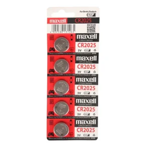 پک ۵ عددی باتری سکه‌ای لیتیوم مکسل مدل Maxell CR2025 (ورق 5 عددی)