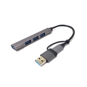 هاب ۴ پورت USB 3.0 پی‌نت مدل P-net P-3619 (رابط دوگانه Type-C و USB - بدنه فلزی)