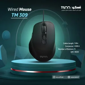 ماوس با سیم ارگونومیک تسکو مدل TSCO TM 309 (دقت 3600 DPI و ۶ کلید) 5