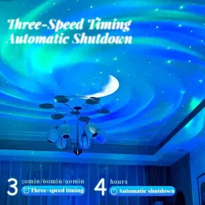 پروژکتور کهکشانی و چراغ خواب XO مدل YH12 (طرح بشقاب پرنده با رقص نور شفق قطبی و ریموت کنترل) 4