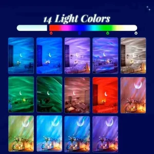 پروژکتور کهکشانی و چراغ خواب XO مدل YH12 (طرح بشقاب پرنده با رقص نور شفق قطبی و ریموت کنترل) 7