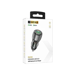 شارژر فندکی شفاف فست‌شارژ نکسا مدل R230توان 48W 3