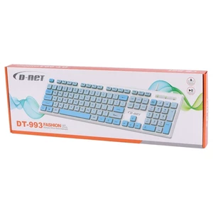 کیبورد باسیم دی-نت مدل DT-993 سفید-آبی | اداری و مالتی‌مدیا 4