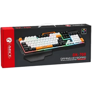 کیبورد گیمینگ iMICE مدل GK-700 با نورپردازی RGB و روکش فلزی 3