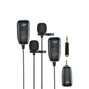 میکروفون یقه‌ای بی‌سیم دوگانه (Dual) مدل UHF-040 با رابط AUX