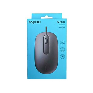 ماوس با سیم رپو (Rapoo) مدل N200 سفید | طراحی مینیمال و حسگر ۱۶۰۰ DPI2