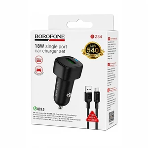 شارژر فندکی بروفون مدل BZ34 | QC3.0 18W به‌همراه کابل Type-C2