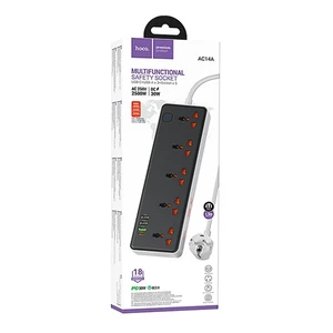 چندراهی برق ۵ خانه و هاب شارژر هوکو (Hoco) مدل AC14A (پورت PD 30W + سه پورت USB) 3