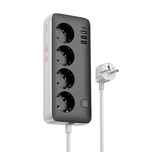 چندراهی برق ۴ خانه و شارژر دیواری هوکو (Hoco) مدل AC22 (توان  2500W  + خروجی PD 30W)