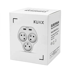 سه راهی برق دیواری KUAX مدل WW09-E3b-2U دارای دو پورت USB شارژ4