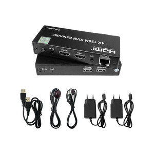 مبدل و اکستندر 120 متری KVM HDMI مدل 4K (انتقال تصویر و USB روی کابل شبکه)