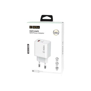 شارژر دیواری نکسا 18 وات مدل C118C با کابل تایپ سی فست شارژ Quick Charge