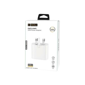 شارژر دیواری نکسا 25 وات مدل C125 فست شارژ USB-C سازگار با سامسونگ و آیفون