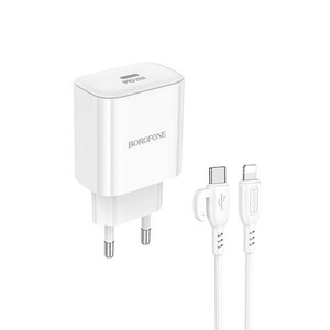 شارژر دیواری فست شارژ PD 20W بروفون مدل BA81A به همراه کابل لایتنینگ