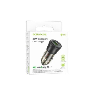 شارژر فندکی 38 وات بروفون مدل BZ25 با دو پورت PD 20W و QC3.0