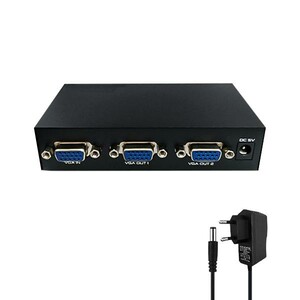اسپلیتر VGA دو پورت مدل 2002 | 200MHz آداپتوردار با بدنه فلزی