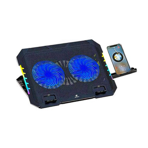 پایه خنک کننده (کولپد) لپ تاپ 2 فن RGB جرتک (Jertech) مدل KL332 همراه با استند موبایل
