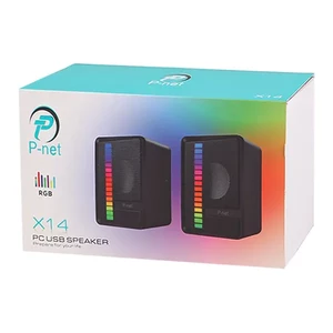 خرید اسپیکر رومیزی دو تکه پی نت مدل X14 با نورپردازی RGB | P-net X14