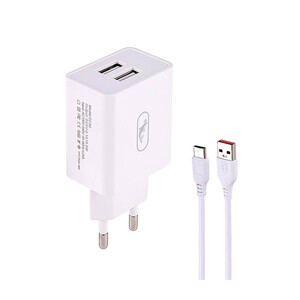 شارژر دیواری دو پورت اسکای دلفین (Sky Dolphin) مدل SC30T توان  ۱۰.۵  وات به همراه کابل Type-C