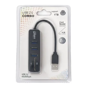 هاب و رم‌ ریدر 5 پورت مدل COMBO با درگاه USB 2.0 و شیار SD/TF
