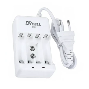 شارژر باتری DRCELL مدل D402 مخصوص باتری‌های قلمی، نیم‌قلمی و کتابی 9 ولت