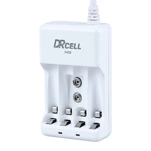 شارژر باتری DRCELL مدل D402 مخصوص باتری‌های قلمی، نیم‌قلمی و کتابی 9 ولت