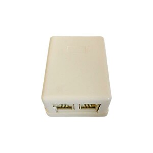 پریز روکار تلفن دو پورت چسبی RJ11 ابعاد 4x6x2.5 سانتی‌متر