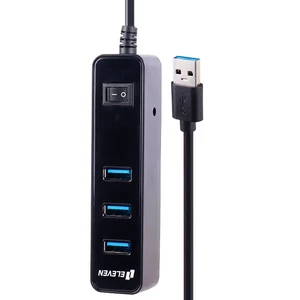 هاب ۴ پورت USB 3.0 ایلون مدل H302 طول کابل ۱.۲ متر کلید دار با پشتیبانی از آداپتور