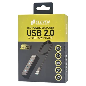 هاب 4 پورت USB 2.0 ایلون مدل H201 کابل 1.2 متری با ورودی آداپتور 4