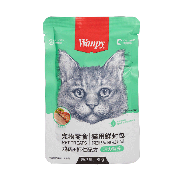پوچ گربه ونپی مدل ماهی تن و سالمون و مرغ (Wanpy) وزن ۸۰ گرم
