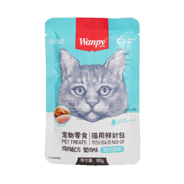 پوچ گربه ونپی مدل Chicken & Crab  وزن ۸۰ گرم (Wanpy)