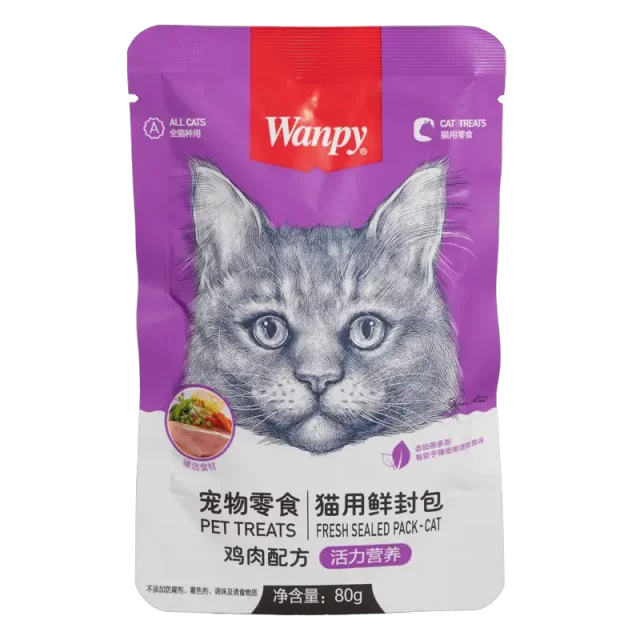پوچ گربه ونپی مدل ماهی تن و سالمون و مرغ (Wanpy) وزن ۸۰ گرم