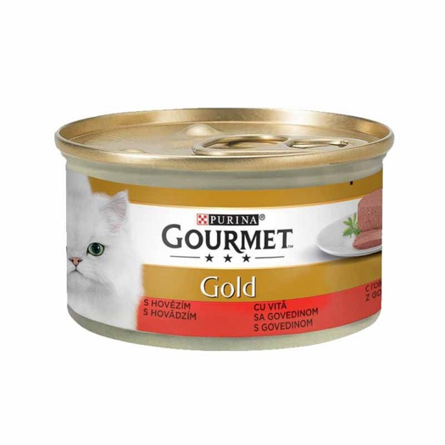 کنسرو غذای گربه گورمت با طعم گوشت گاو Gourmet Beef وزن 85 گرم
