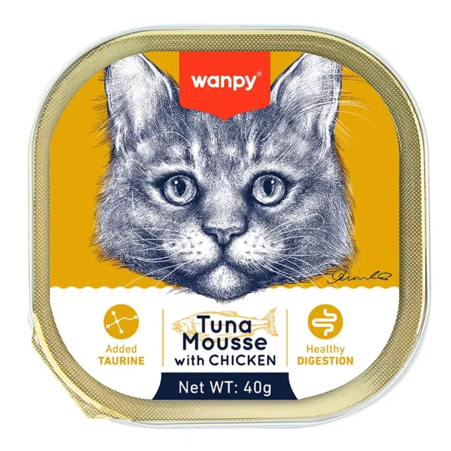 ووم گربه ونپی با طعم ماهی تن و مرغ Wanpy Tuna Mousse With Chicken وزن 40 گرم