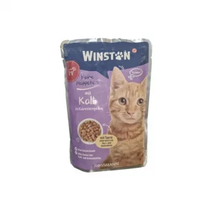 پوچ گربه وینستون با طعم گوشت گوساله در ژله هویج Winston Veal In Carrots Jelly وزن 100 گرم