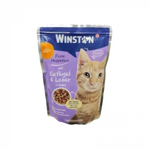 پوچ گربه وینستون با طعم جگر مرغ در سس مرغ Winston Chicken Liver In Chicken Sauce وزن 100 گرم