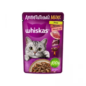 پوچ گربه ویسکاس با طعم اردک و جگر Whiskas Duck & Liver وزن 75 گرم