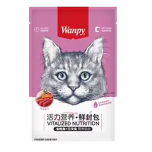 پوچ گربه ونپی مدل ماهی تن و سالمون و مرغ (Wanpy) وزن ۸۰ گرم