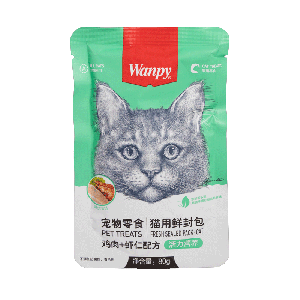 پوچ گربه ونپی مدل ماهی تن و سالمون و مرغ (Wanpy) وزن ۸۰ گرم
