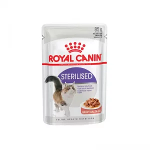 پوچ گربه عقیم شده رویال کنین در سس گوشت Royal Canin Pouch Sterilised in Gravy وزن 85 گرم