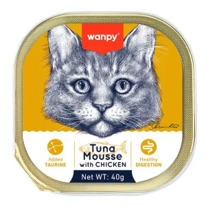 ووم گربه ونپی با طعم ماهی تن و مرغ Wanpy Tuna Mousse With Chicken وزن 40 گرم